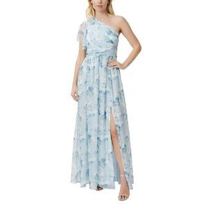 Adrianna Papell Women’s One Shoulder Long Floral Dress Size 8 NEW